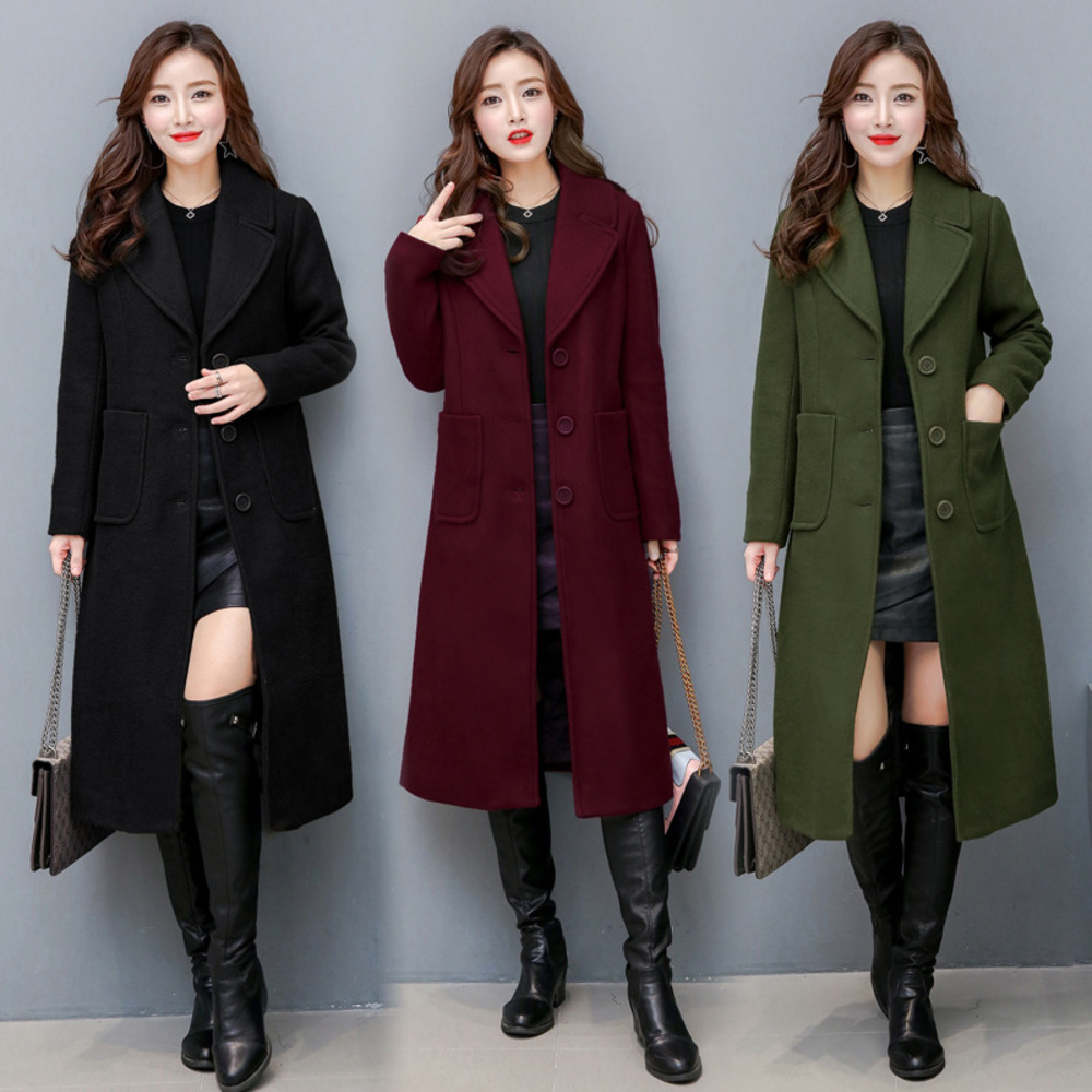

Winter Women Overcoat Sleeves 2019 New Large Size Female Long Section Thick Woolen Coat D190802, Black