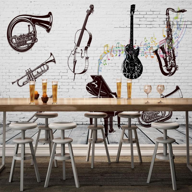 

Drop Shipping Photo Wallpaper Retro Nostalgic Instruments Bar Backdrop Wallpaper Background Wall Stereo Custom Mural, As pic