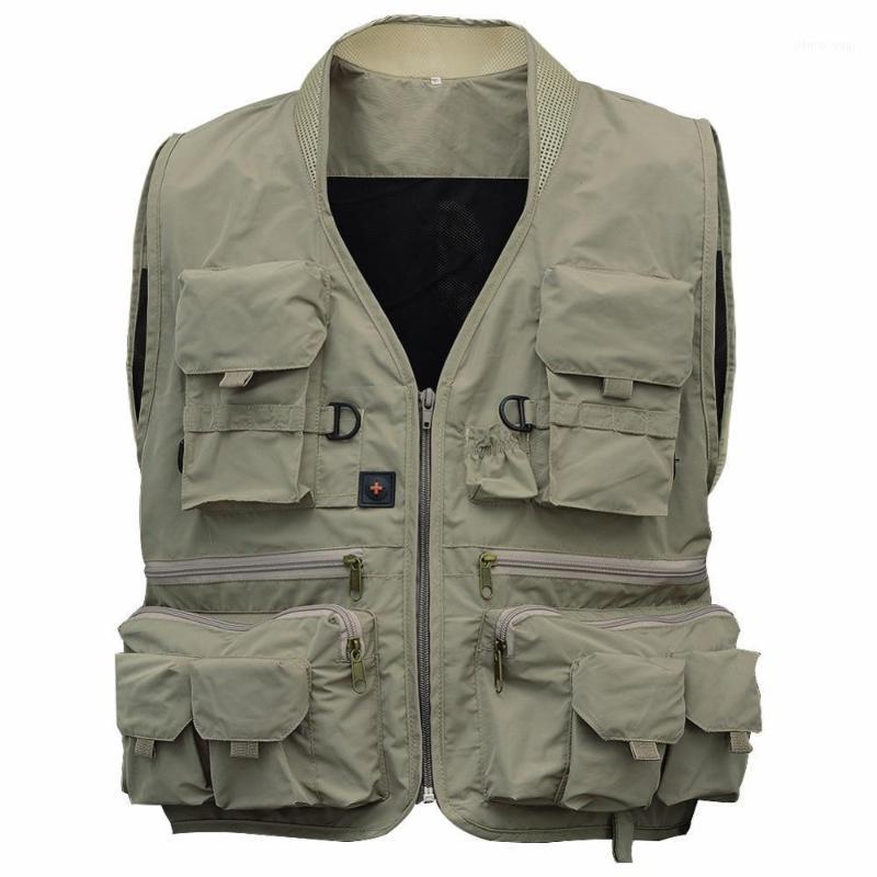 

Men's Multifunction Pockets Travels Sports Fishing Vest Outdoor Sports Camping Hiking Climbing Vest Khaki Green Color XXL1