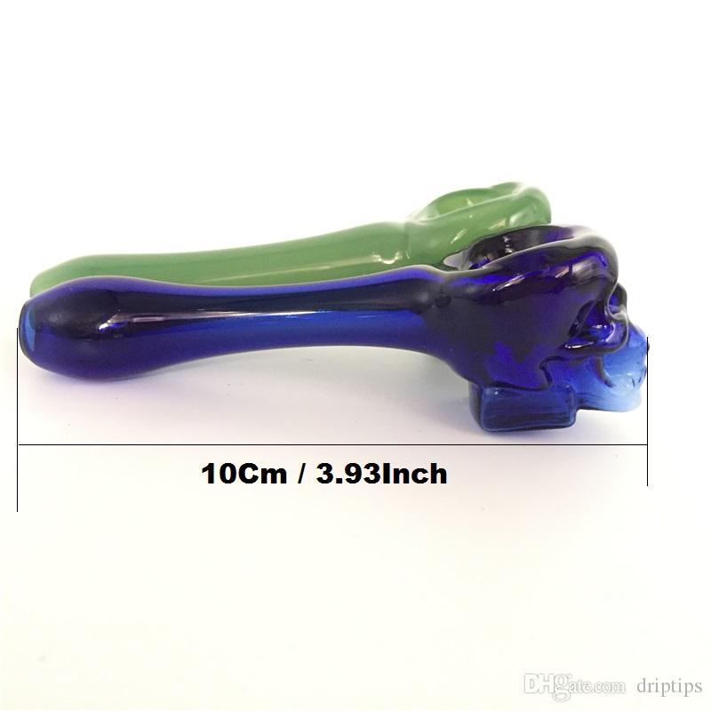 

Pyrex Oil Burner Pipes Thick skull Smoking Hand spoon Pipe 3.93 inch Tobacco Dry Herb For Silicone Bong Glass Bubbler