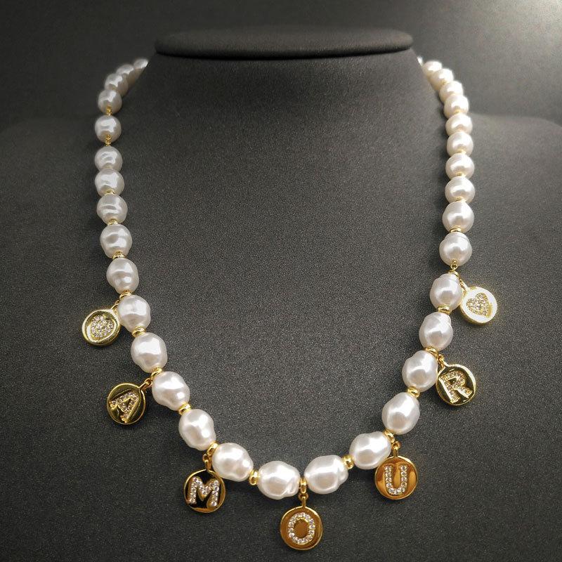 

S925 Sterling Silver Ladies Necklace Love Pearl Necklace Feminine Fashion Jewelry Anniversary Gift