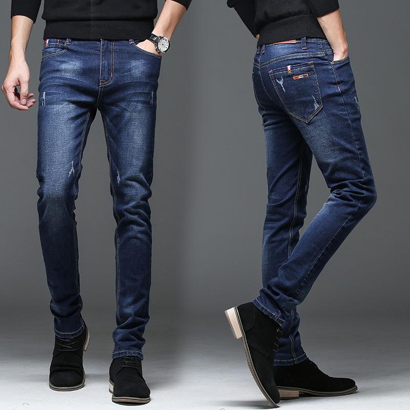 

Male jeans pencil male blue fashion casual pants fashion slim jeans denim slim stretch students