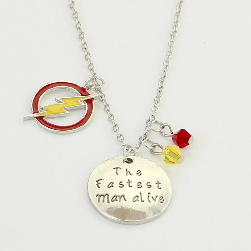 

Flash Red Yellow Crystal Beads Necklaces & Pendants Flash LOGO The Fastest Man Alive Charm of children's fans gift 1pcs