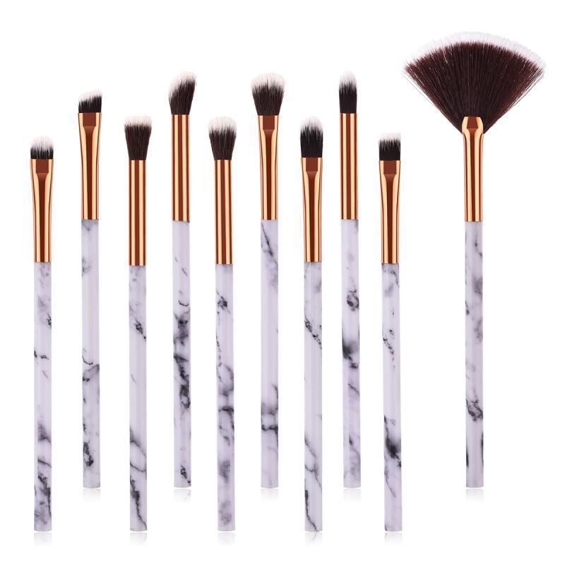 

10PCs Marble Texture Handle Makeup Brush Cosmetic Tool Eyeshadow Brush Fan Set Easy To Use Makeup Brushes Tools Dropship