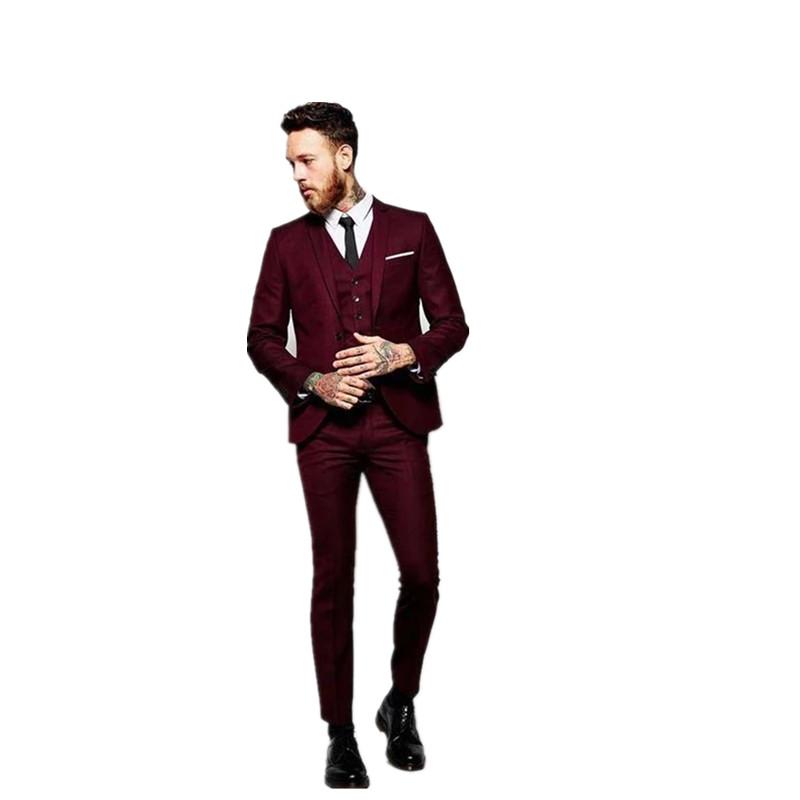 

20201 Handsome Burgendy Men Suit Three Pieces Slim Fit Tuxedos High Quality Wedding Costume Party Prom Dress(Jacket+Vest+Pants, Yellow