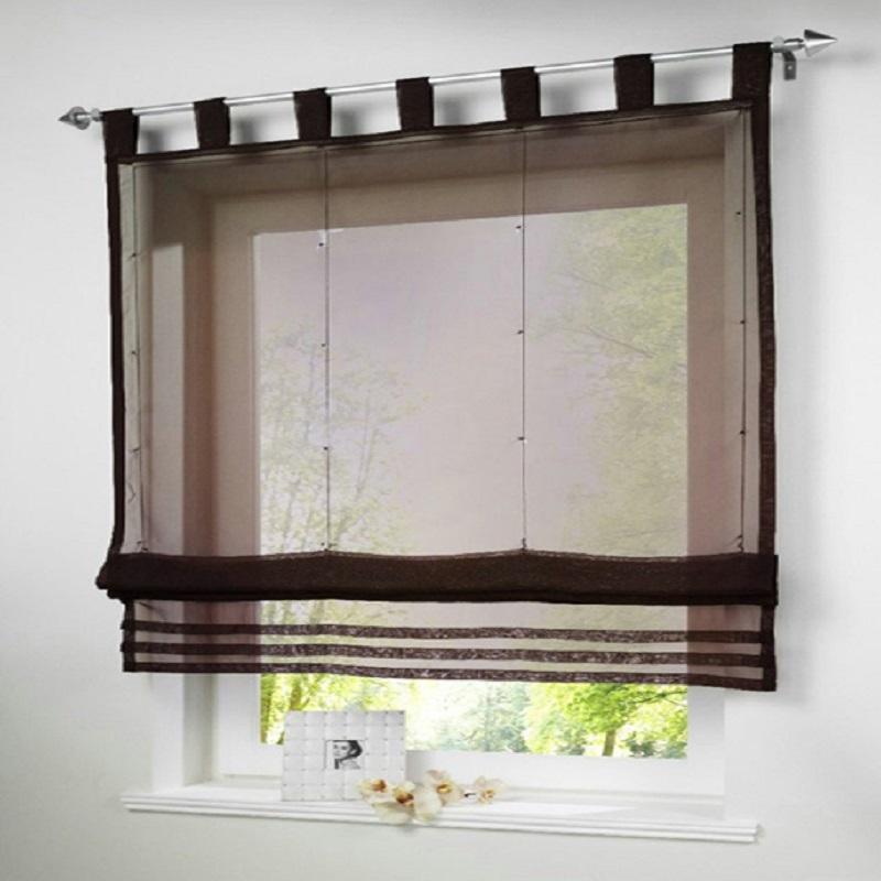 

Curtain & Drapes Roman Shade European Solid Color Style Tie Up Window Kitchen Voile Sheer For Living Room Tulle Screening, White