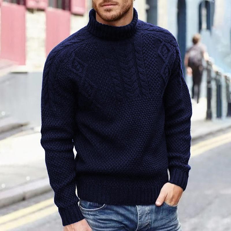 

Fashion Men' Autumn Winter Warm Plus Size Long-sleeved Sweater Pullover Solid Colors Slim Fit Turtleneck Sweater Pull Homme#35