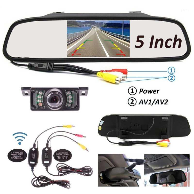 

5 inch LCD Car TFT Monitor Mirror Wireless Car Reverse Rear View Backup Camera Kit1