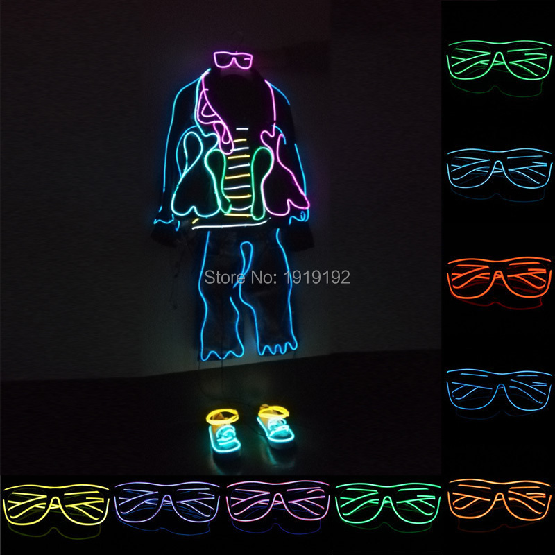 Costume Accessories Sound control el glasses Clear Lens El Wire Fashion Neon LED Light Up Shutter Shaped Glasses Rave Costume Christmas Part-image-751129088