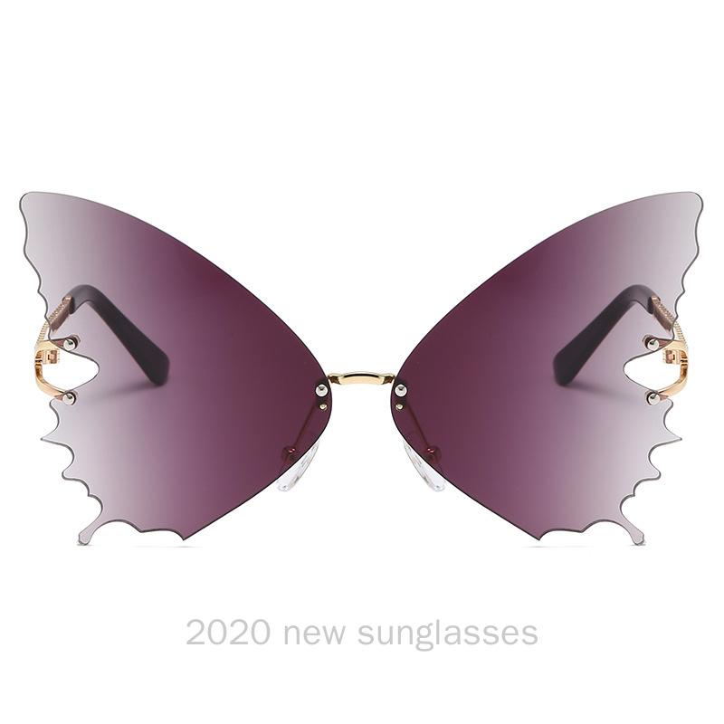 

Unique Rimless Overiszed Butterfly Cat Sunglasses For Women New Fashion Brand Gradient Sun Glasses Big Frame Female Shades NX