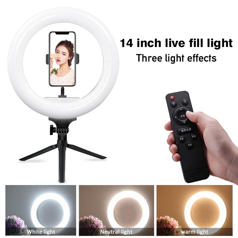 

Video Light 14 inch Dimmable LED Selfie Ring Light Photography Lamp Camera Lighting with Phone Holder For Live YouTube FillLight