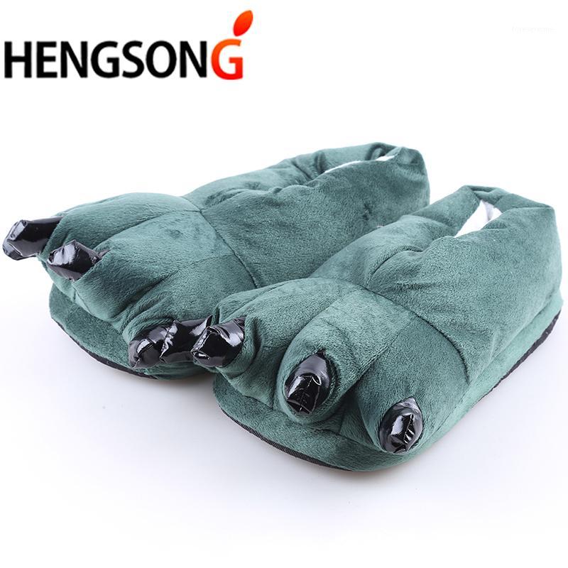 

Funny Women Men Slippers Dinosaur Feet Pattern Plush Home Slipper Shoes For Lovers Couples Winter Slippers House Shoes ONE SIZE1, As picture