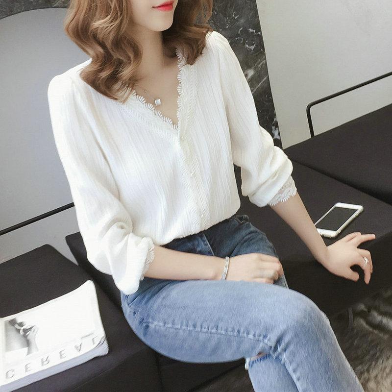 

Fashion Womens Tops and Blouses White Women Blouses Long Sleeve White Shirts Plus Size XXL Ladies Tops