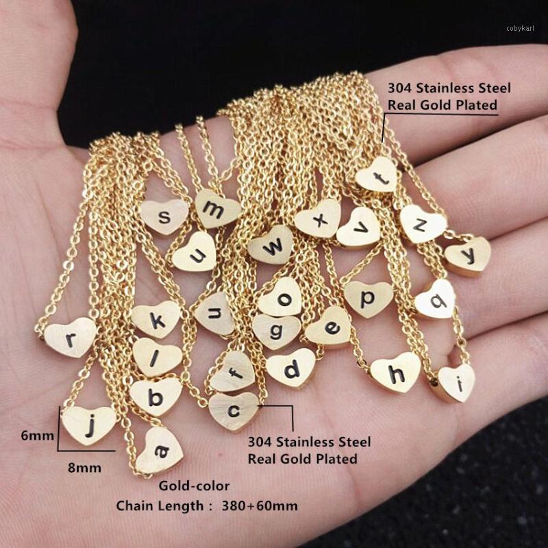 

Pendant Necklaces A B C G H I J K L M N O P Q R S T U V W X Y Z Stainless Steel Heart Shape For Women Men Gold Color A-Z Letter Necklace1