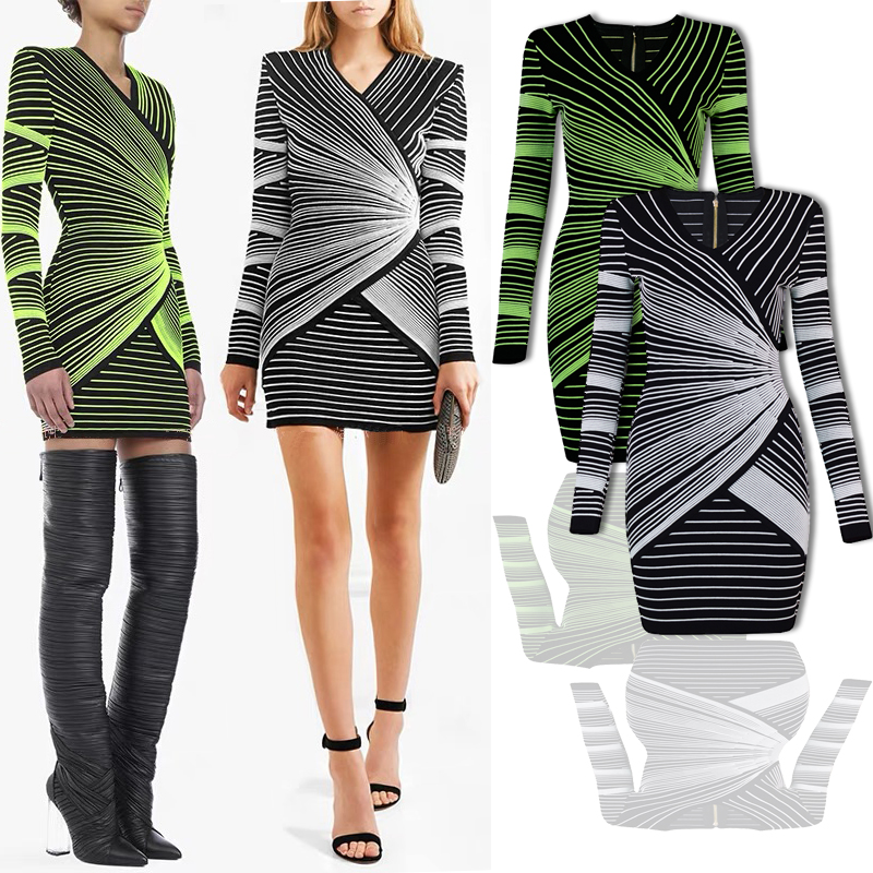 Nouveau Designer HL Manches Longues V-Cou Hiver Automne Robe Robe De Soirée En Soie Artificielle Élégante Courte Formelle Fête Demoiselle D'honne