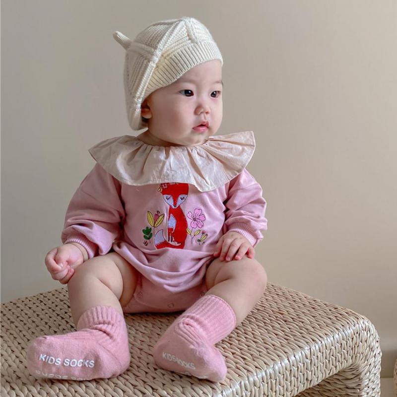 

2021 New Autumn Clothing Cute Lovely Fox Embroidery Bodysuit Long Sleeve Jumpsuit Baby Girl Clothes 0- W4j3, 3653464pink