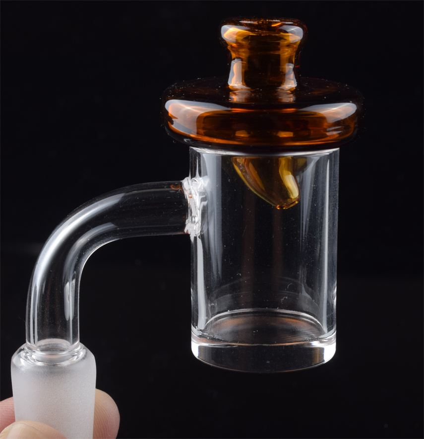 

5mm Thick Bottom quartz nail flat top 18mm 14mm 10mm male female quartz banger nail with colored glass carb caps for dab rigs