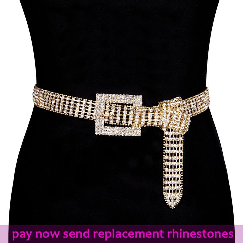 

2020 New fashion Women's Shiny Bling Waist Chain Belt Crystal Diamond Waistband Full Rhinestones female bright bride wide belts, Black;brown