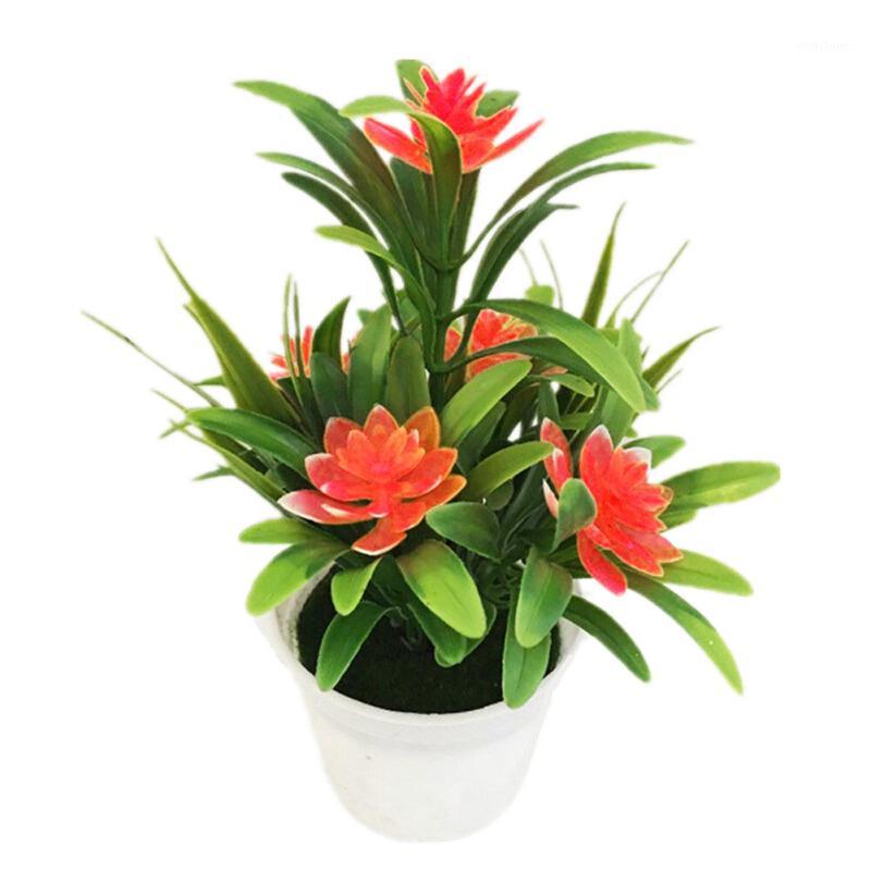 

Realistic Artificial Flowers Plant With Pot Outdoor Home Floral Garden Decor Hot1, Red