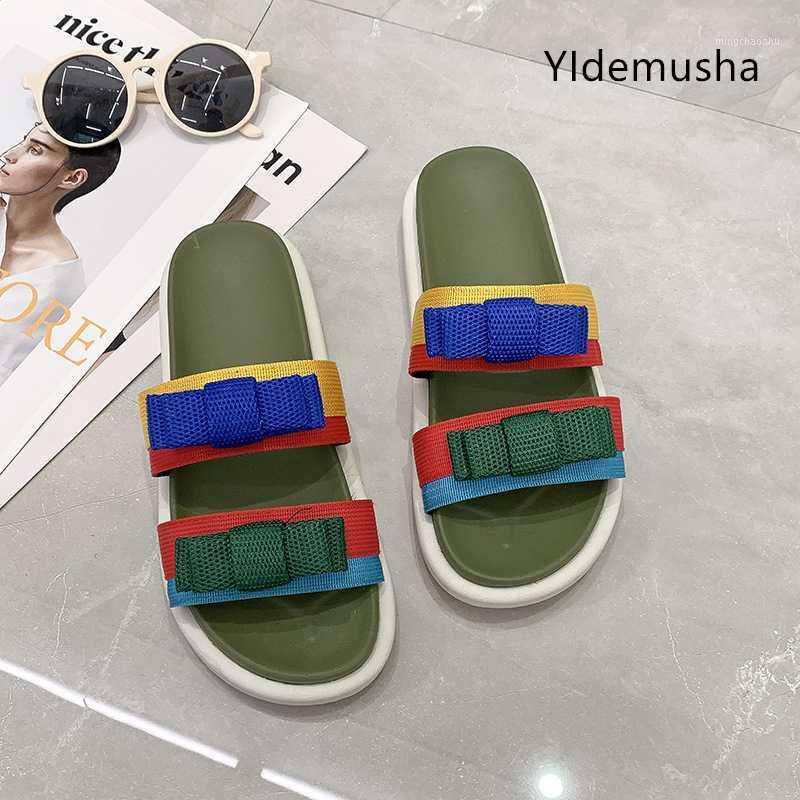 

Summer 2020 women's outdoor Beach Slippers indoor Bathroom Non slip women's Flip Flops fashion Bow personality sandals1, Black
