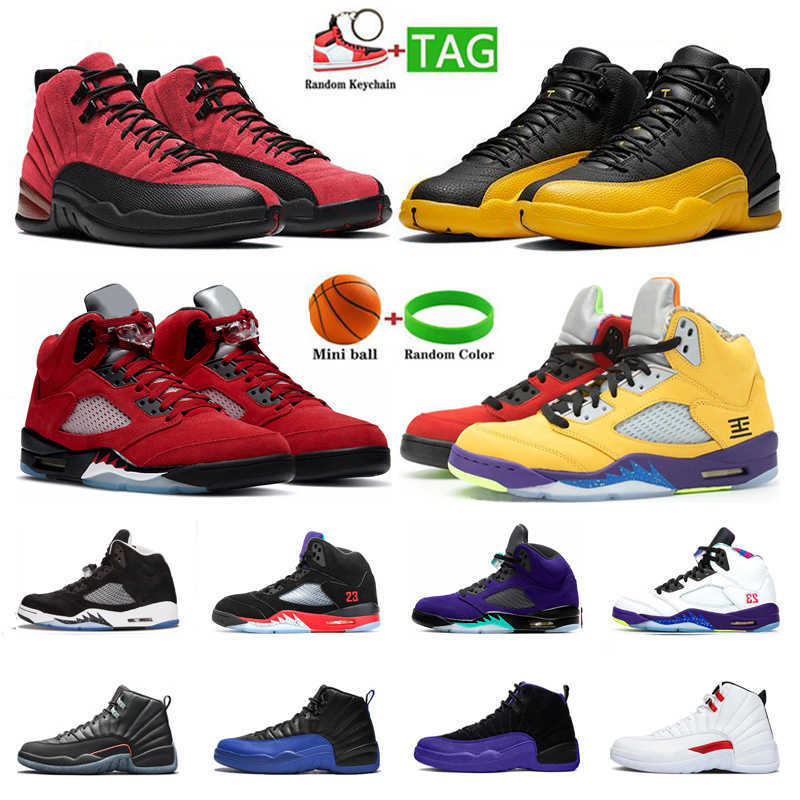 

Mens 12s 5s Basketball Shoes 12 Reverse Flu Game University Gold Raging Bull Alternate Men outdoor sports Sneakers Trainers, Red suede