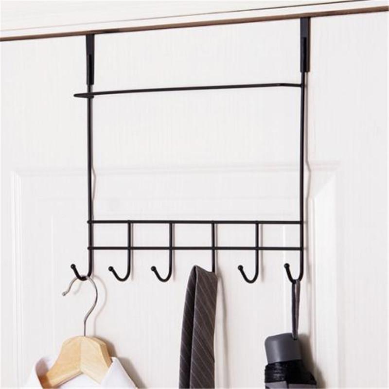 

Luxury 6Hooks Hanger Towel Hat Coat Clothes Wall Hook Over Door Bathroom Kitchen Door Convenient Suitable Hooks Wonderful Design