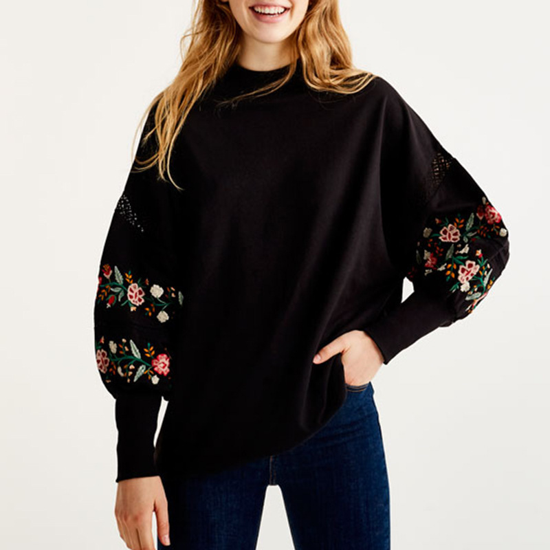 

2020 Patchwork O Venda Quente Kpop Panda Moletom Moleton Feminino Inverno Novo Padro Antigo Rendas Conjunta Pescoo Pulver, Embroidered coat