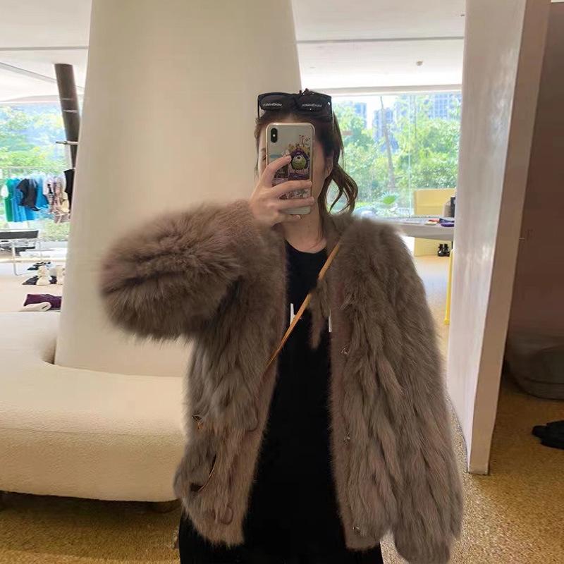 

2020 New Autumn Winter Solid Color Ladies Faux Fur Coat Thick Warm Women Outwear Female Cotton Coat High Quality, Brown