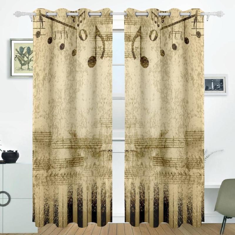

Vintage Music Curtains Drapes Panels Darkening Blackout Grommet Room Divider for Patio Window Sliding Glass Door 55x84 Inches, As pic