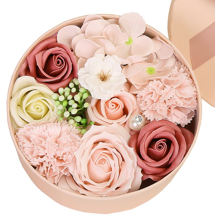 

Innovative soap flower round box custom Valentine's Day Christmas Rose gift with gift box 5 colors, As pic