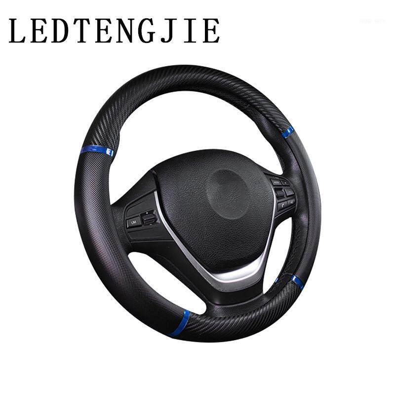 

LEDTENGJIE 37-38cm car steering wheel cover carbon fiber handle cover artificial leather breathable non-slip wear-resistant1