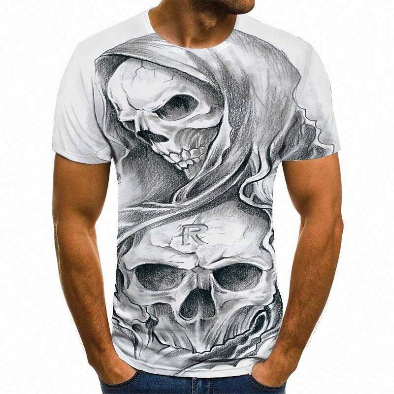 Men's Unisex Tee T shirt Shirt 3D Print Graphic Prints Skull Plus Size Round Neck Casual Daily Print Short Sleeve Tops Basic Fashion Designe
