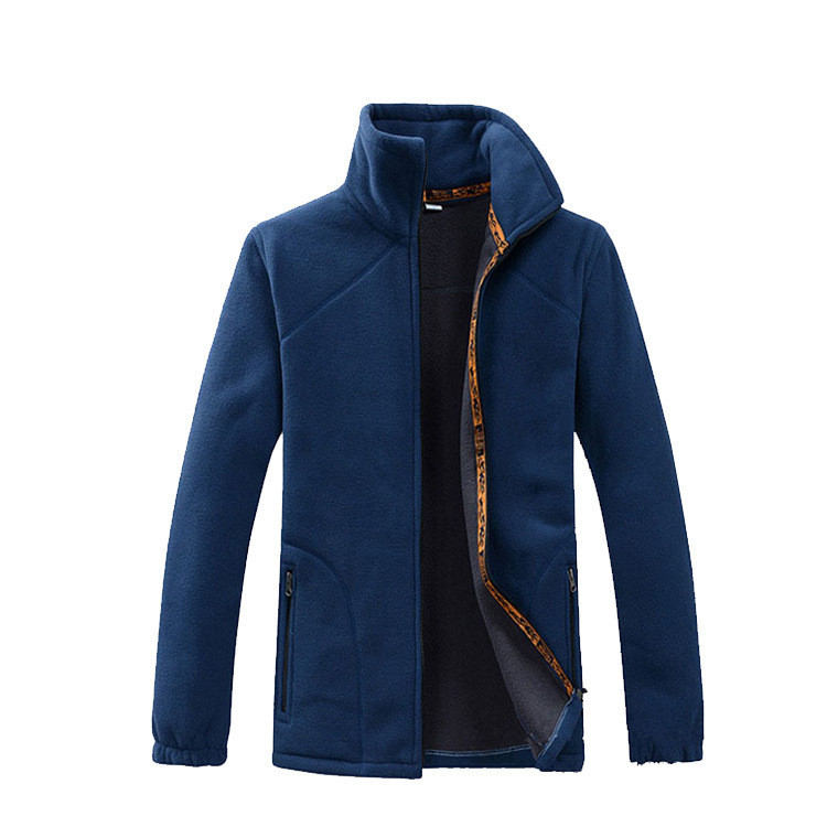

New casual woolen jacket spring solid-colored men's turn-down collar warm male jackets middle age zipper outwears tops, Dark blue