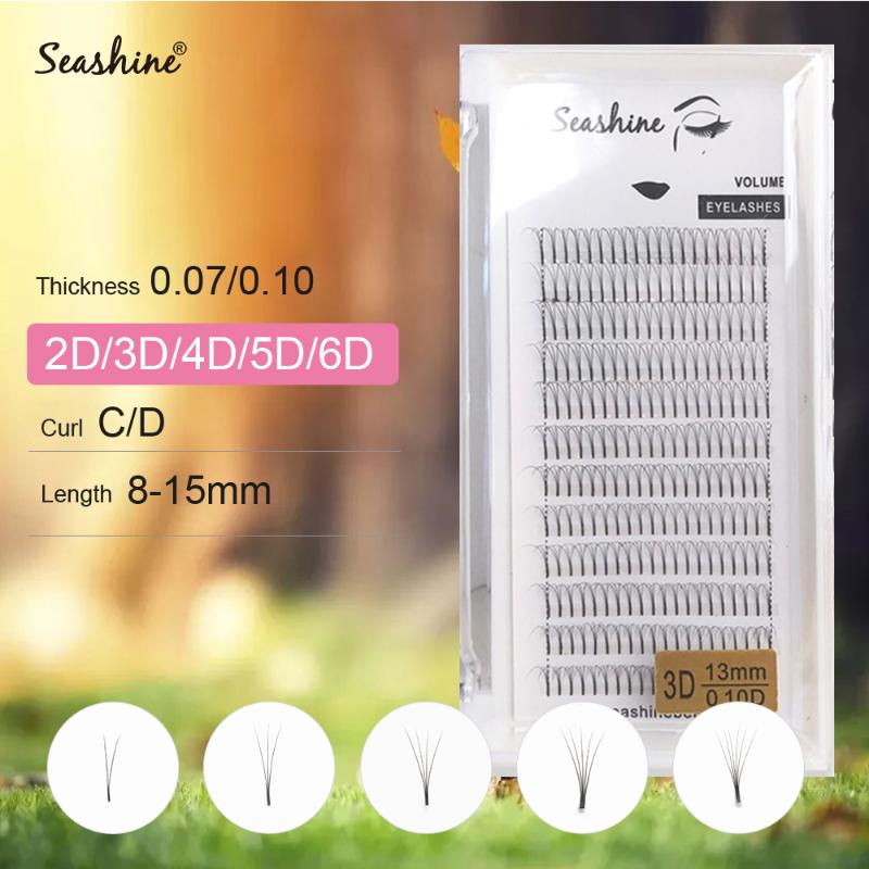 

Seashine Long Stem Lashes Premade Volume Fans 2D3D4D5D6D Lash Pre Made Fans Russian Volume Lahes Faux Mink Eyelash Extension