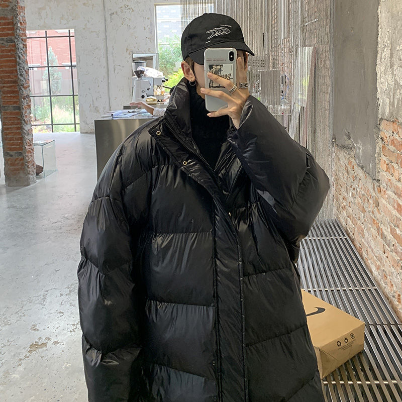 

Cozy 2021 New Puffer Men's Jacket Mid-winter Street Fashion Nice Collar Down Thick Long Coat NRP8, Black