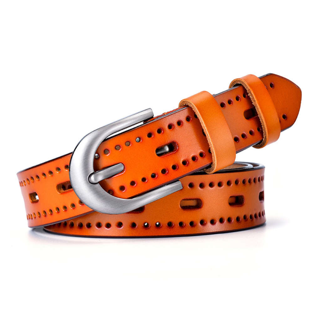 

New leisure hollow belt women's leather Korean simple versatile fashion decorative jeans trend belt, Black