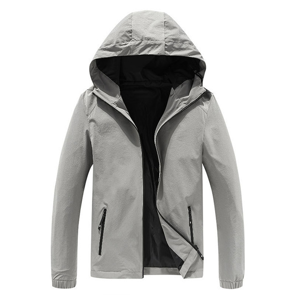

Mens Jackets Solid Color Hooded Jacket Windbreaker Male Autumn Long Sleeves Casual Coat Outerwear