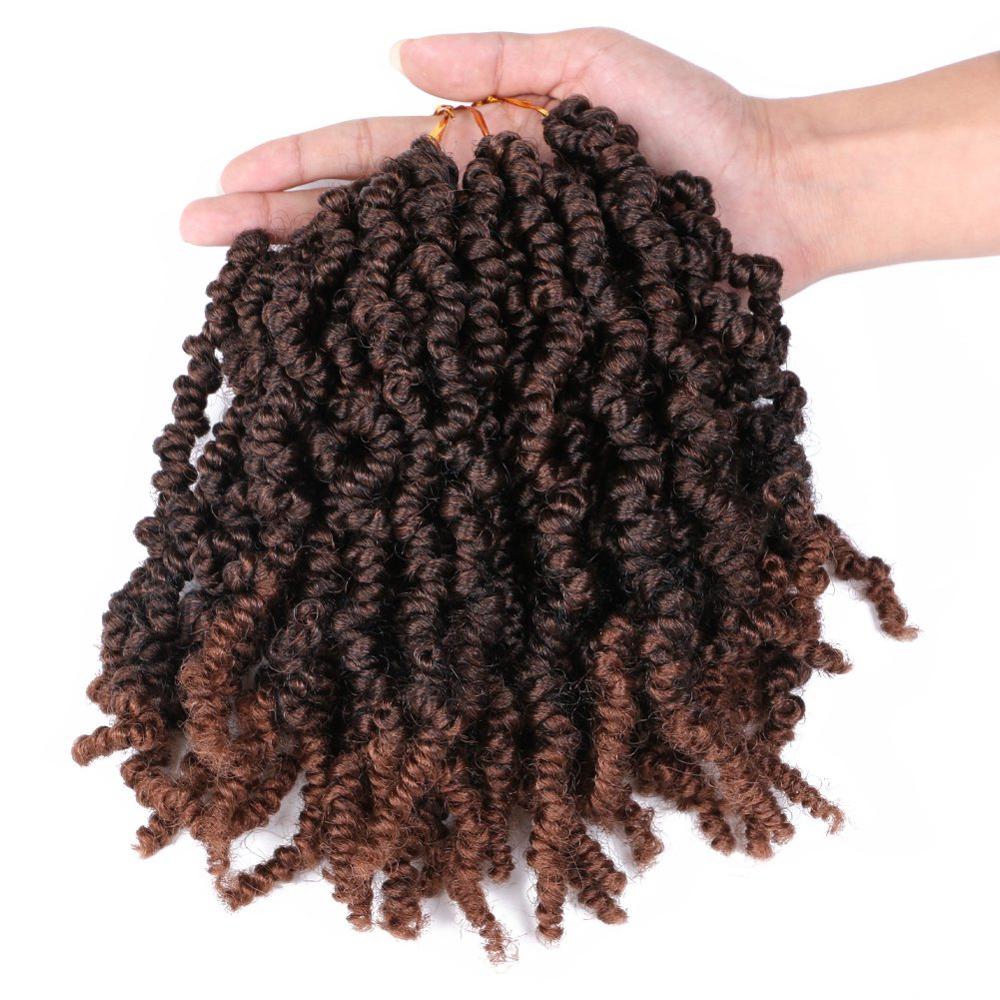 

10inch Pre-twisted Spring Twist Hair Pre-Twisted Passion Twist Crochet Braids Hair 15strands/pcs Short Curly Bomb Spring Twist Hair, T1b/27