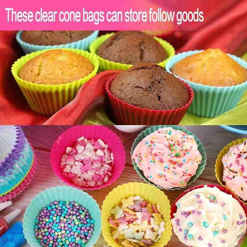 

50Pcs/lot Diy Candy Bag Wedding Favors Birthday Party Decoration Sweet Cellophane Transparent Cone Storage with Organza Pouches