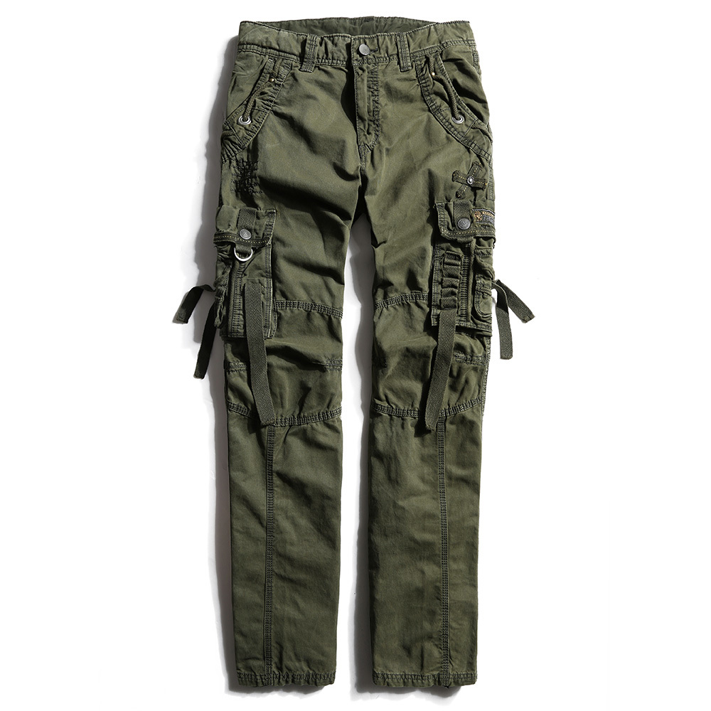 

2021 New Men's Free-style Training Long Camouflage Straight-line Tactical Pants with Multi-pocket More Size 44 Y63K, En grecam