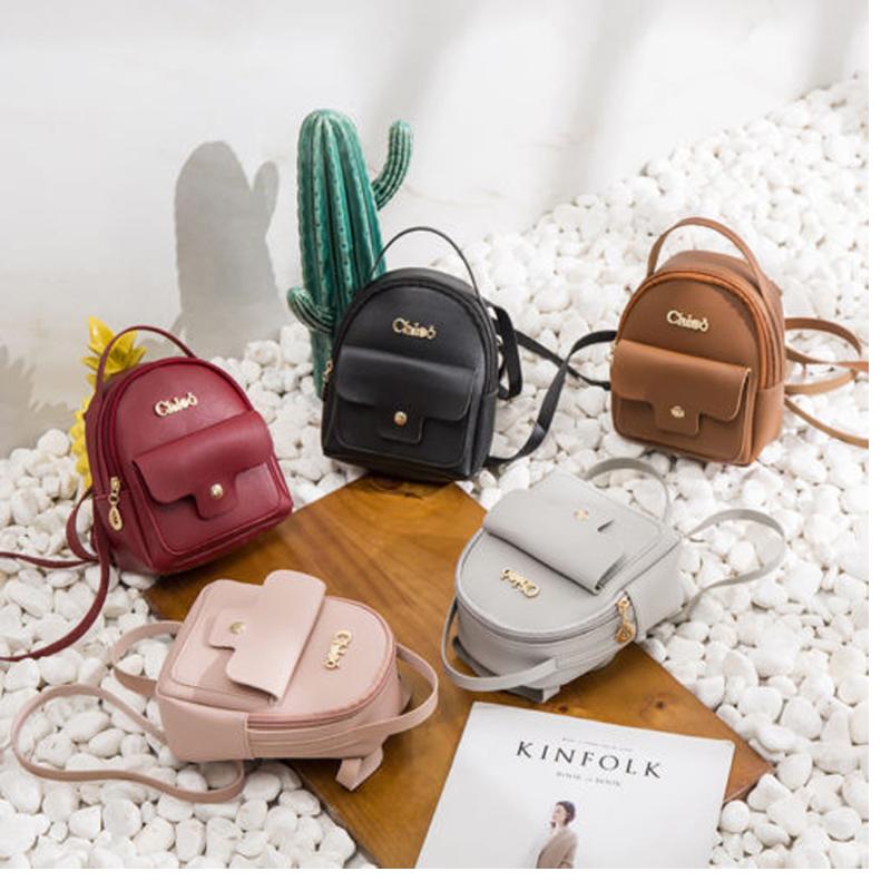 

Fashion Women Girl Mini Faux Leather Backpack Rucksack School Bag Travel Handbag Candy colored bags