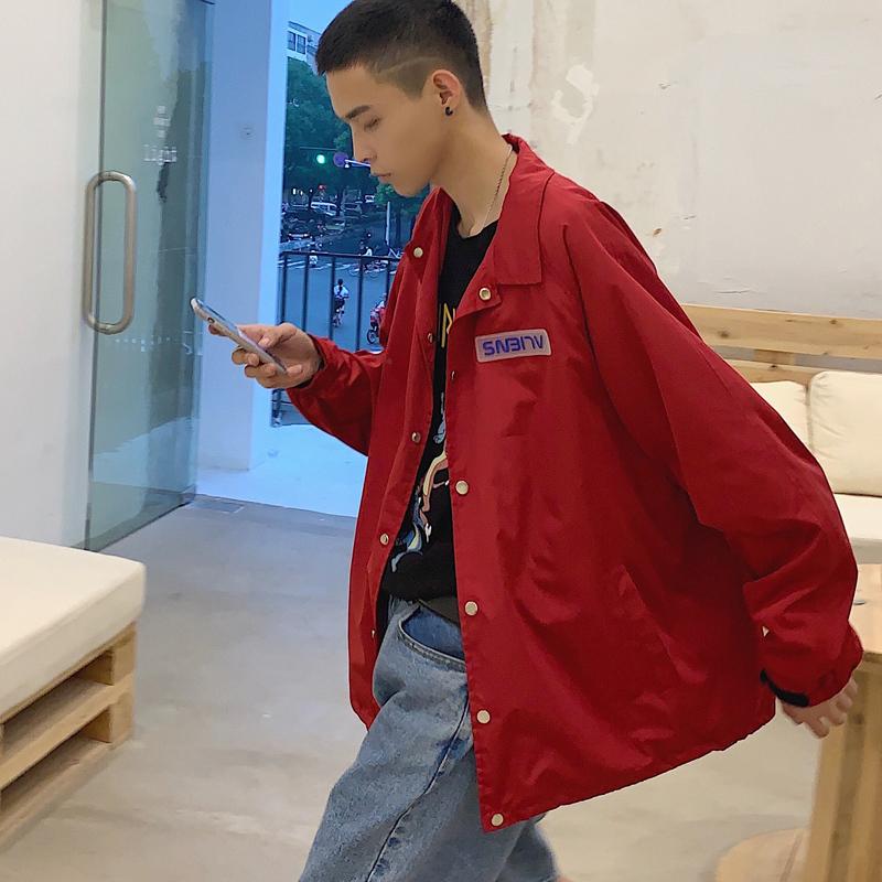 

19 Autumn New Japanese Korean Couple Explosion Models LapelBreathable Wild Loose Men's Casual Jacket streetwear, Black