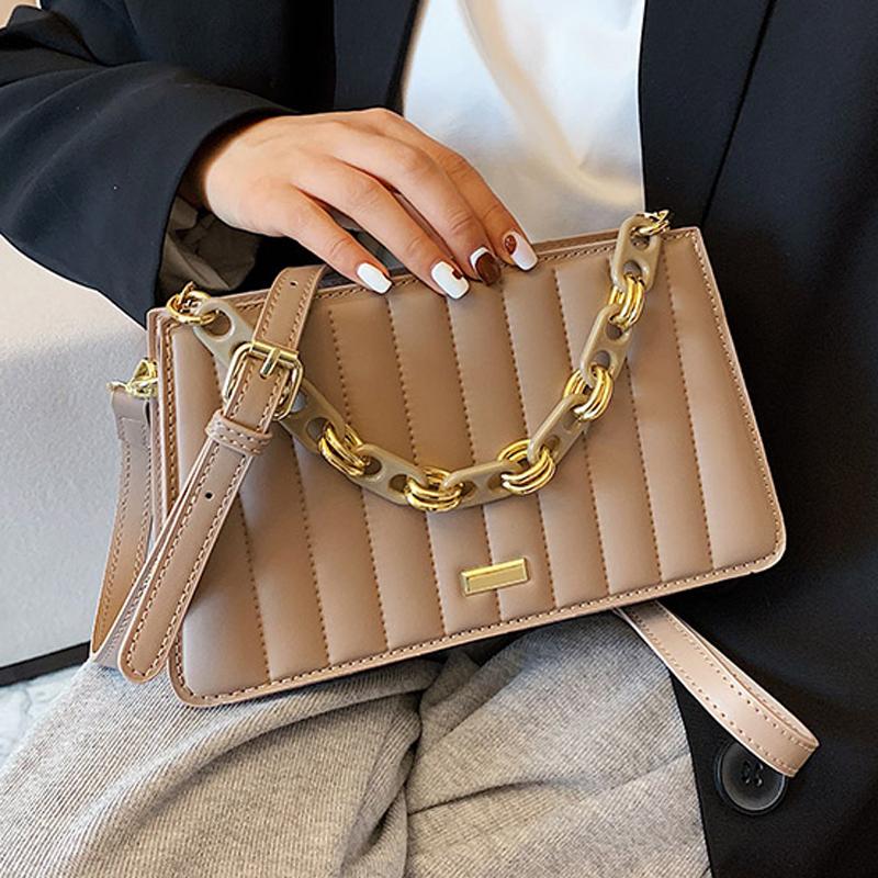 

Chain Small PU Leather Flap Crossbody Bag For Woman 2021 New Fashion Women's Folds Design Shoulder Handbags Cross Body Hand Pack, Black
