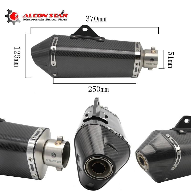 

Alconstar Universal Motorcycle Exhaust AK Muffler Modified Carbon Fiber Slip on For Z750 GSXR600 R6 FZ1N PCX125