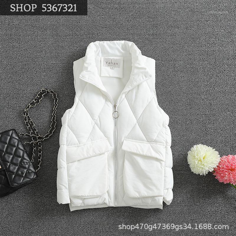 

Tide Student Original The Night Wind Thickening Cotton-padded Clothes Vest Short Fund Easy Cotton Vest Woman Loose Coat Tide1, Black