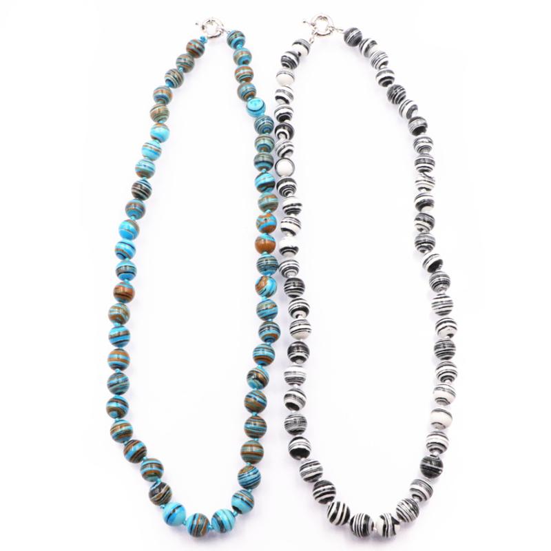 

Charming Beads Necklace for Women Round Turquoises 8 10mm Calaite Stone Strand Chain Necklaces Bohemia Style Choker Jewelry A717