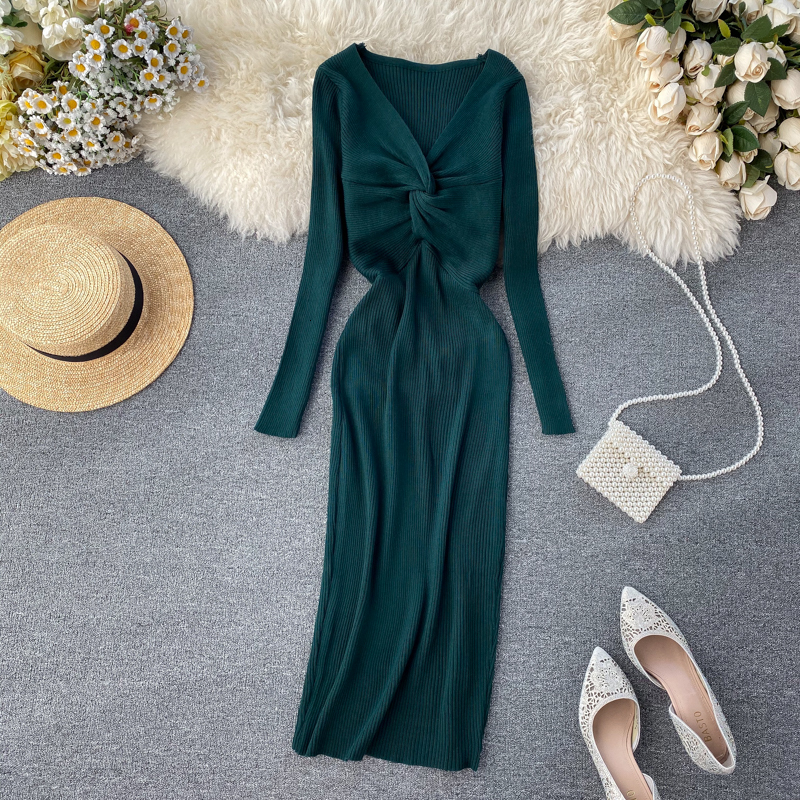 

Dressed in Fine Knitting Feminine Spring Medium Long Ladys Dress High Waist Nw6u, Games