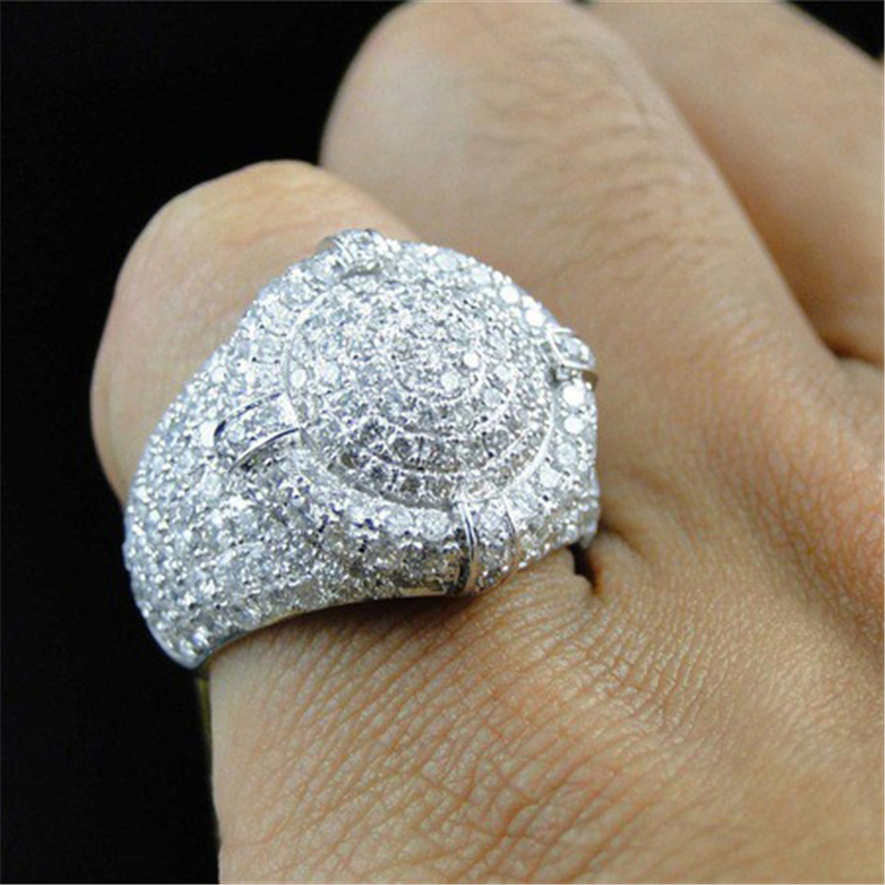 S925 Sterling Silver 2 Carats Zircon Rings for Women Anillos De Gemstone Bizuteria Wedding Silver 925 Jewelry Bague Ring for Men B1205