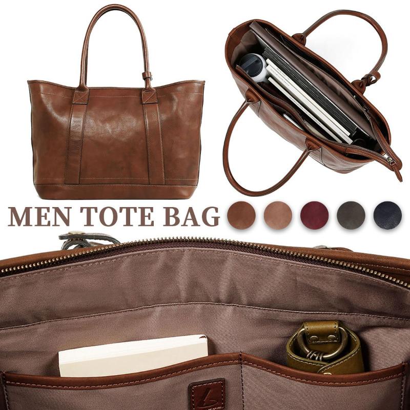 

Men's Handbag A4 Magazine Case 15.6 inch Laptop Bag Faux Fur Business Tote Travel Luggage Gift Solid color multi-pocket 5 Colors, Brown