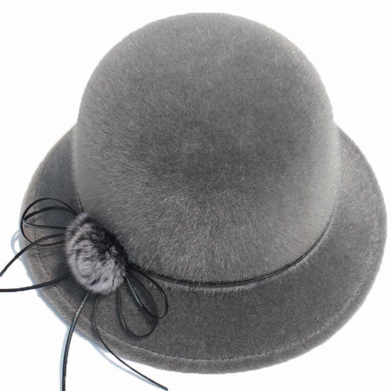 

Elegant Ladies Felt Fedoras Hat Imitation Wool Bowknit Women Flat Top Hat Solid Color Wide Brim Winter Jazz Cap, Khaki
